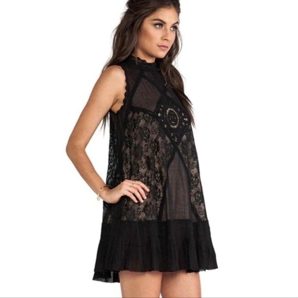 Free People One Angel Lace Dress Black
